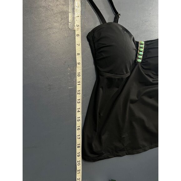 Lauren Ralph Lauren Black Tankini Swimsuit Set Size 10 Beach Tropical Resort - Picture 2 of 10